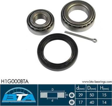 BTA H1G000BTA - Подшипник ступицы колеса, комплект www.autospares.lv