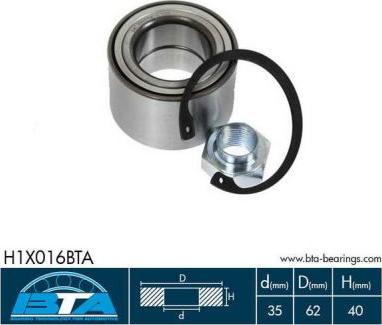 BTA H1X016BTA - Wheel hub, bearing Kit www.autospares.lv