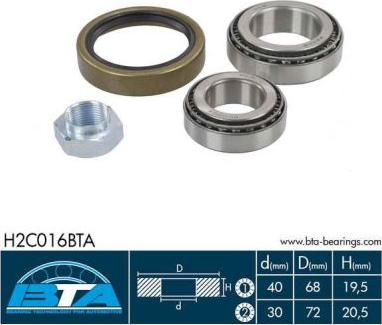 BTA H2C016BTA - Wheel hub, bearing Kit www.autospares.lv