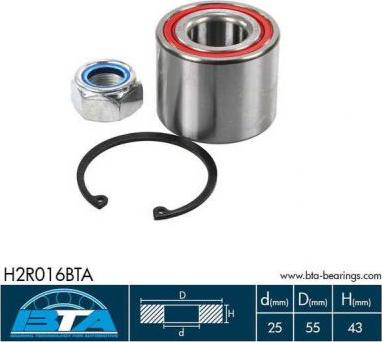 BTA H2R016BTA - Wheel hub, bearing Kit www.autospares.lv