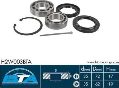 BTA H2W003BTA - Wheel hub, bearing Kit www.autospares.lv