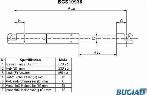 Bugiad BGS10938 - Газовая пружина, упор www.autospares.lv