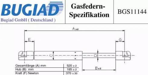 Bugiad BGS11144 - Gāzes atspere, Bagāžas / Kravas nodalījuma vāks www.autospares.lv