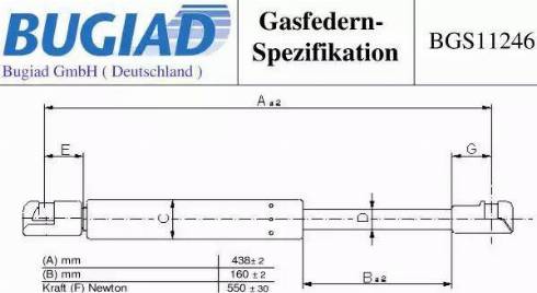 Bugiad BGS11246 - Gāzes atspere, Bagāžas / Kravas nodalījuma vāks www.autospares.lv