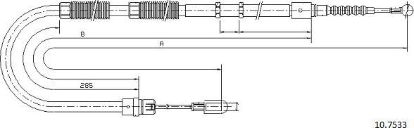 Cabor 10.7533 - Cable, parking brake www.autospares.lv