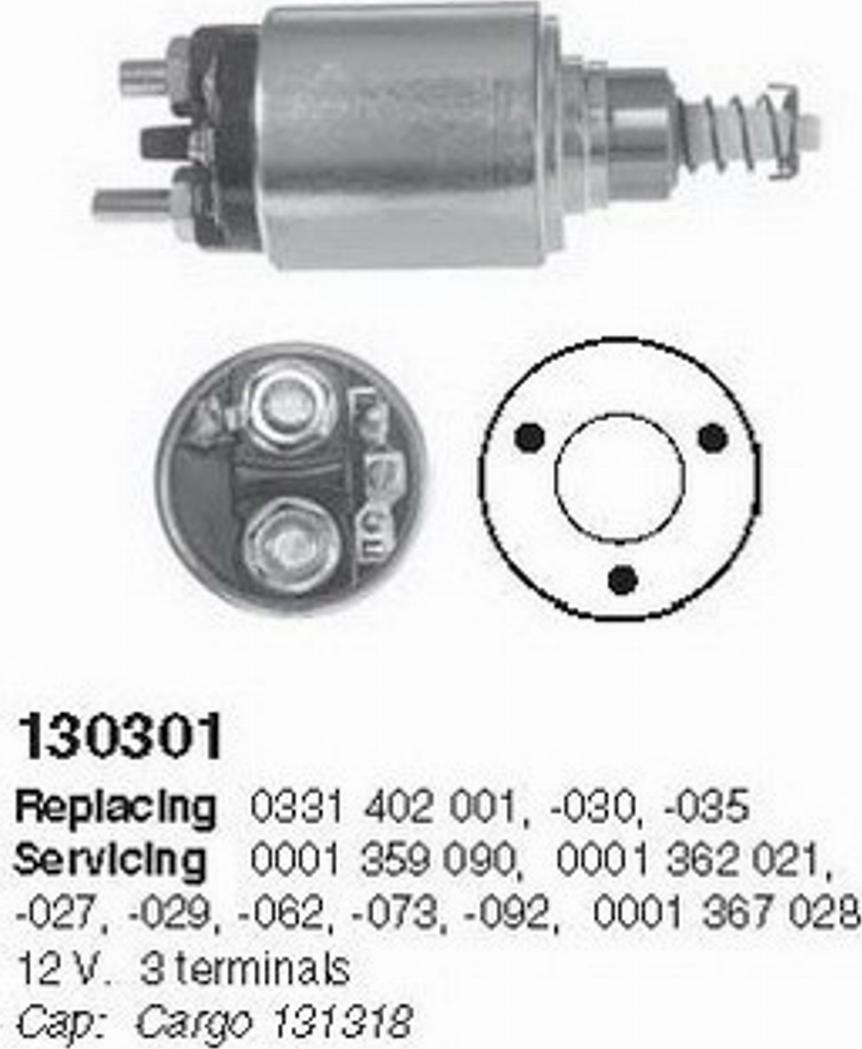 Cargo 130301 - Solenoid Switch, starter www.autospares.lv