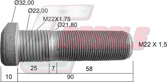 Casals 21491 - Stud, wheel hub www.autospares.lv