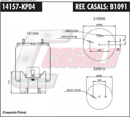 Casals B1091 - Pneimoatsperes spilvens, Pneimopiekare www.autospares.lv