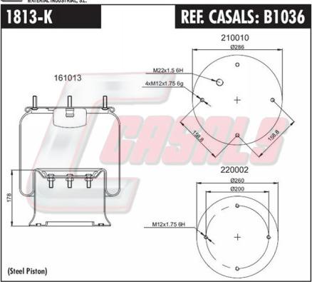 Casals B1036 - Pneimoatsperes spilvens, Pneimopiekare autospares.lv