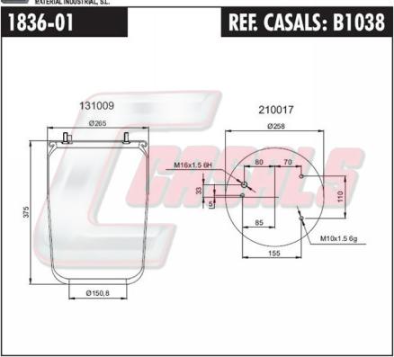 Casals B1038 - Pneimoatsperes spilvens, Pneimopiekare autospares.lv