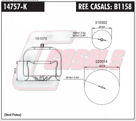 Casals B1158 - Bellow, air suspension www.autospares.lv