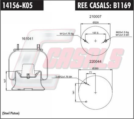 Casals B1169 - Bellow, air suspension www.autospares.lv