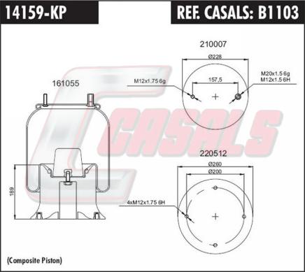 Casals B1103 - Bellow, air suspension www.autospares.lv