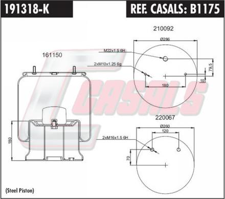 Casals B1175 - Pneimoatsperes spilvens, Pneimopiekare autospares.lv