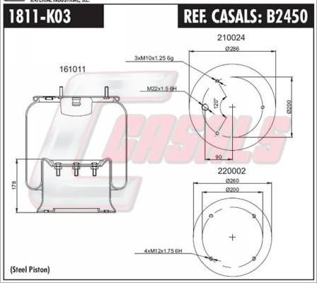 Casals B2450 - Pneimoatsperes spilvens, Pneimopiekare autospares.lv