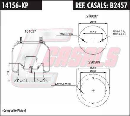 Casals B2457 - Bellow, air suspension www.autospares.lv