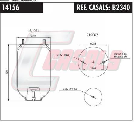 Casals B2340 - Bellow, air suspension www.autospares.lv