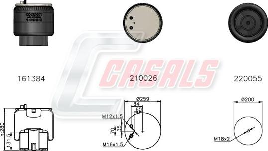 Casals B2766 - Pneimoatsperes spilvens, Pneimopiekare www.autospares.lv