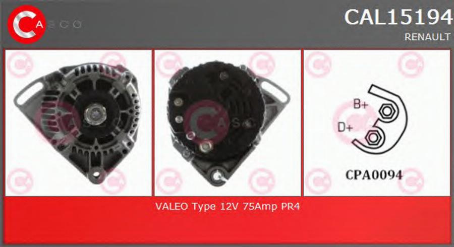 Casco CAL15194 - Alternator www.autospares.lv