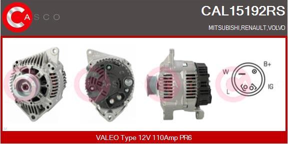 Casco CAL15192RS - Alternator www.autospares.lv