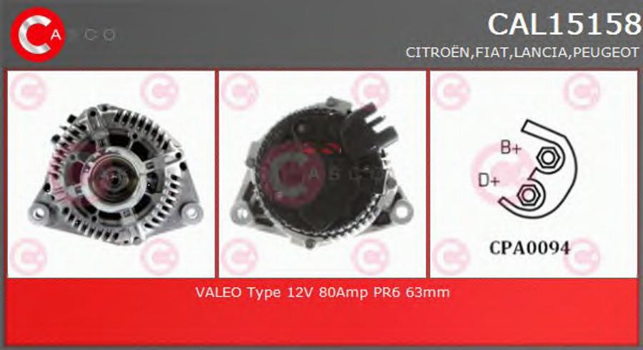 Casco CAL15158 - Генератор www.autospares.lv