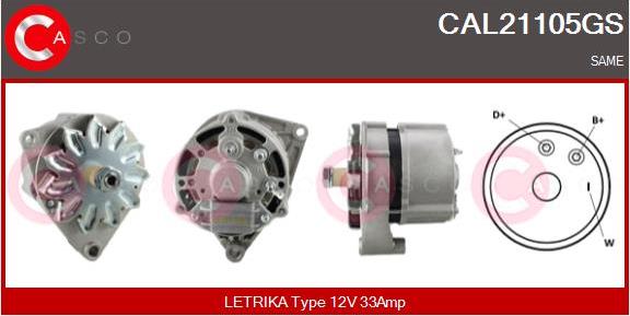 Casco CAL21105GS - Alternator www.autospares.lv