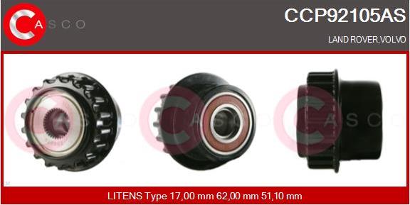 Casco CCP92105AS - Piedziņas skriemelis, Ģenerators autospares.lv