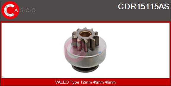 Casco CDR15115AS - Pinion, bendix, starter www.autospares.lv