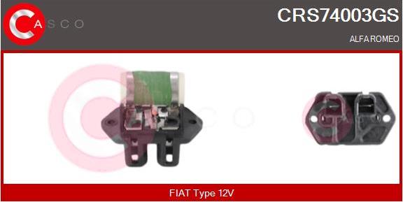 Casco CRS74003GS - Papildus rezistors, Elektromotors-Radiatora ventilators www.autospares.lv