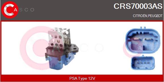 Casco CRS70003AS - Papildus rezistors, Elektromotors-Radiatora ventilators www.autospares.lv