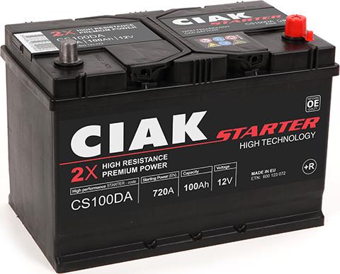 CIAKStarter CS100DA - Стартерная аккумуляторная батарея, АКБ www.autospares.lv