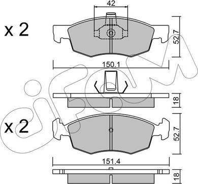 Cifam 822-274-2 - Bremžu uzliku kompl., Disku bremzes www.autospares.lv