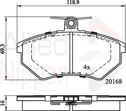 Comline ADB0152 - Тормозные колодки, дисковые, комплект www.autospares.lv