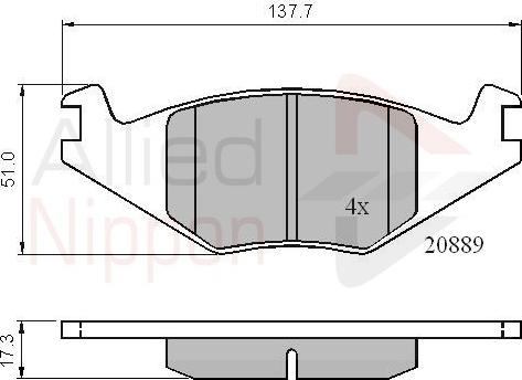 Comline ADB0136 - Тормозные колодки, дисковые, комплект www.autospares.lv