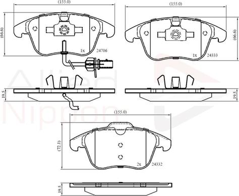 Comline ADB11591 - Тормозные колодки, дисковые, комплект www.autospares.lv