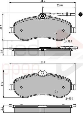 Comline ADB11621 - Bremžu uzliku kompl., Disku bremzes www.autospares.lv