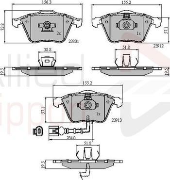 Comline ADB11628 - Bremžu uzliku kompl., Disku bremzes www.autospares.lv