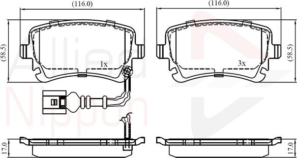 Comline ADB11313 - Тормозные колодки, дисковые, комплект www.autospares.lv