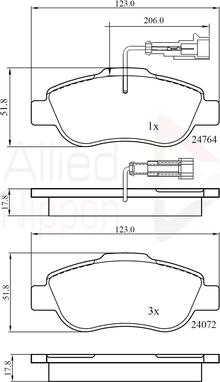 Comline ADB11785 - Bremžu uzliku kompl., Disku bremzes www.autospares.lv