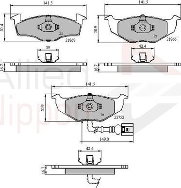 Comline ADB1707 - Тормозные колодки, дисковые, комплект www.autospares.lv