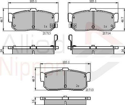 Comline ADB3955 - Тормозные колодки, дисковые, комплект www.autospares.lv