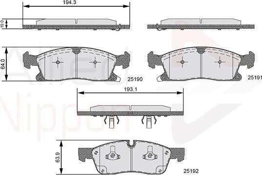 Comline ADB36096 - Bremžu uzliku kompl., Disku bremzes autospares.lv