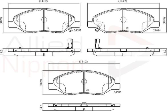 Comline ADB36044 - Bremžu uzliku kompl., Disku bremzes autospares.lv