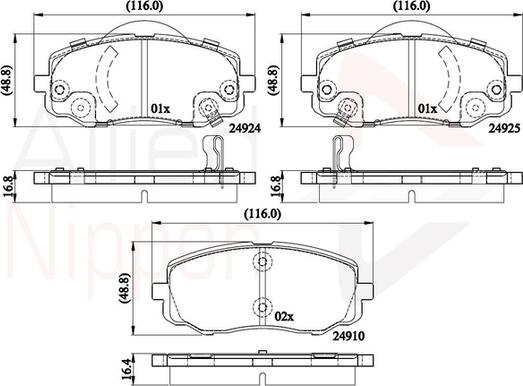 Comline ADB36008 - Тормозные колодки, дисковые, комплект www.autospares.lv