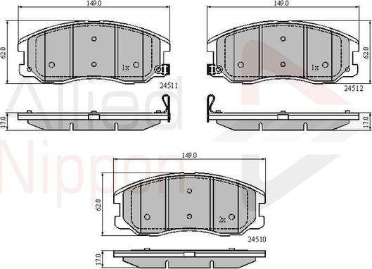 Comline ADB31582 - Bremžu uzliku kompl., Disku bremzes www.autospares.lv