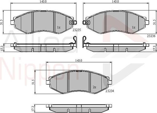 Comline ADB31188 - Тормозные колодки, дисковые, комплект www.autospares.lv