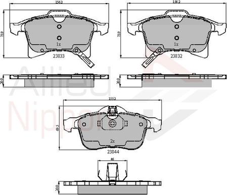 Comline ADB31307 - Bremžu uzliku kompl., Disku bremzes www.autospares.lv