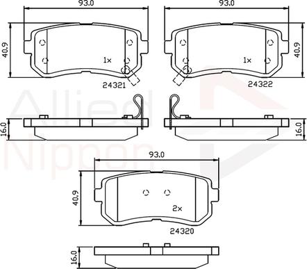 Comline ADB32016 - Bremžu uzliku kompl., Disku bremzes www.autospares.lv