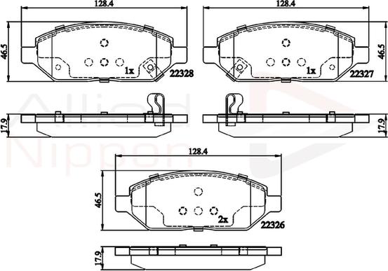 Comline ADB32326 - Brake Pad Set, disc brake www.autospares.lv