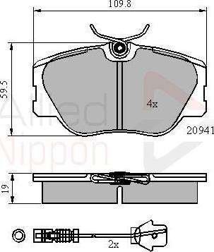 Comline ADB2360 - Тормозные колодки, дисковые, комплект www.autospares.lv